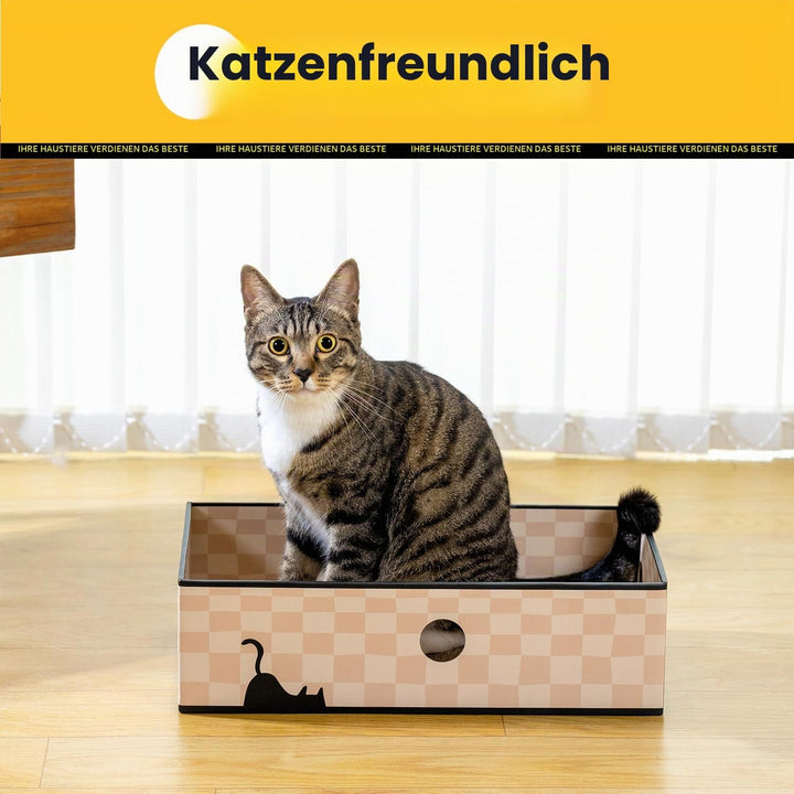 Conlun 5er-Pack Kratzbrett Katze mit Box, Grosses Beidseitiges Design, Interaktive Öffnungen, Sauber