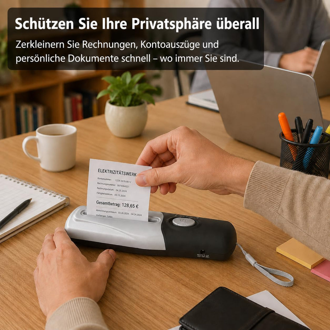 Tragbarer Elektrischer Mini-USB-Aktenvernichter, manueller Aktenvernichter mit USB-Akku für Zuhause,