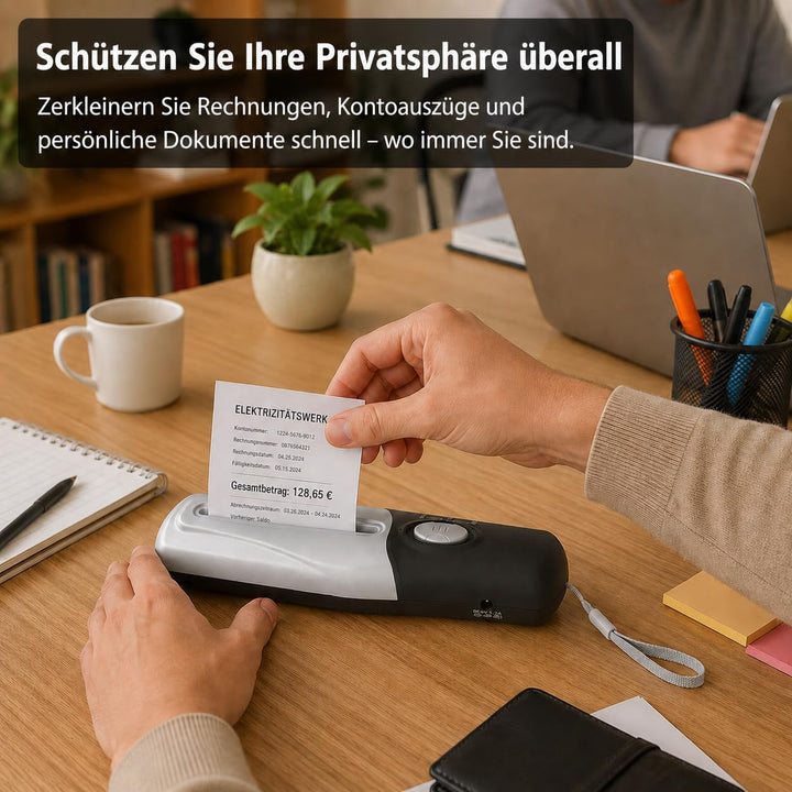 Tragbarer Elektrischer Mini-USB-Aktenvernichter, manueller Aktenvernichter mit USB-Akku für Zuhause,