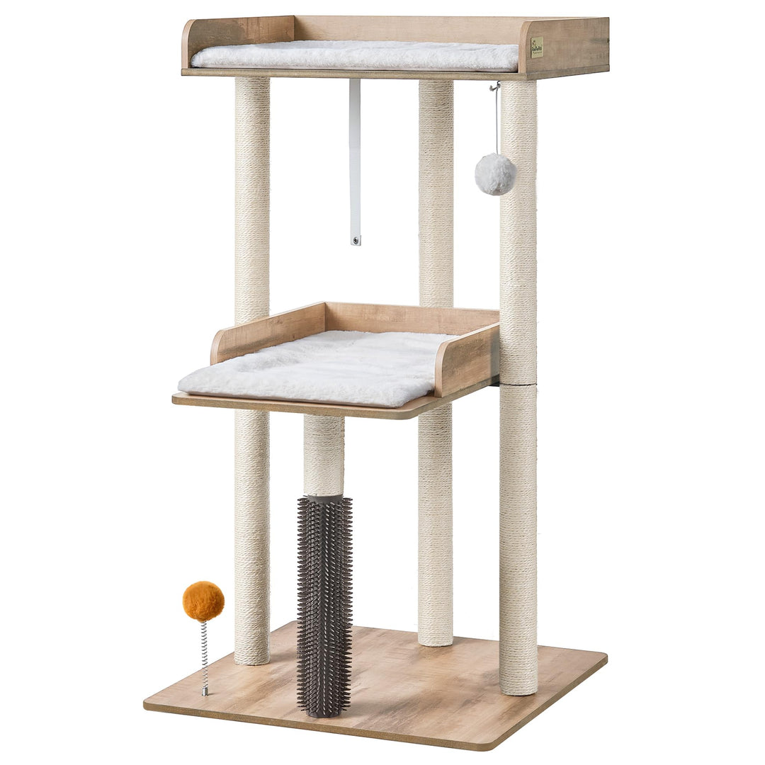 FourFurPets 111cm Katzenbaum, moderner Katzenbaumturm, Katzenturm für grosse Erwachsene Hauskatzen,