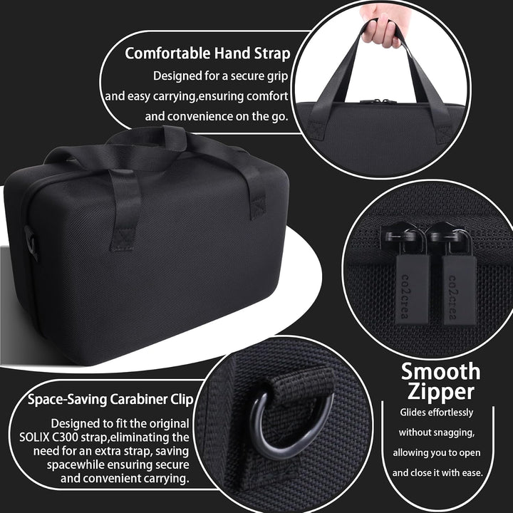 co2CREA Hart Reise Schutz Hülle Etui Tasche für Anker SOLIX C300 /C300X Tragbare Powerstation 300W O