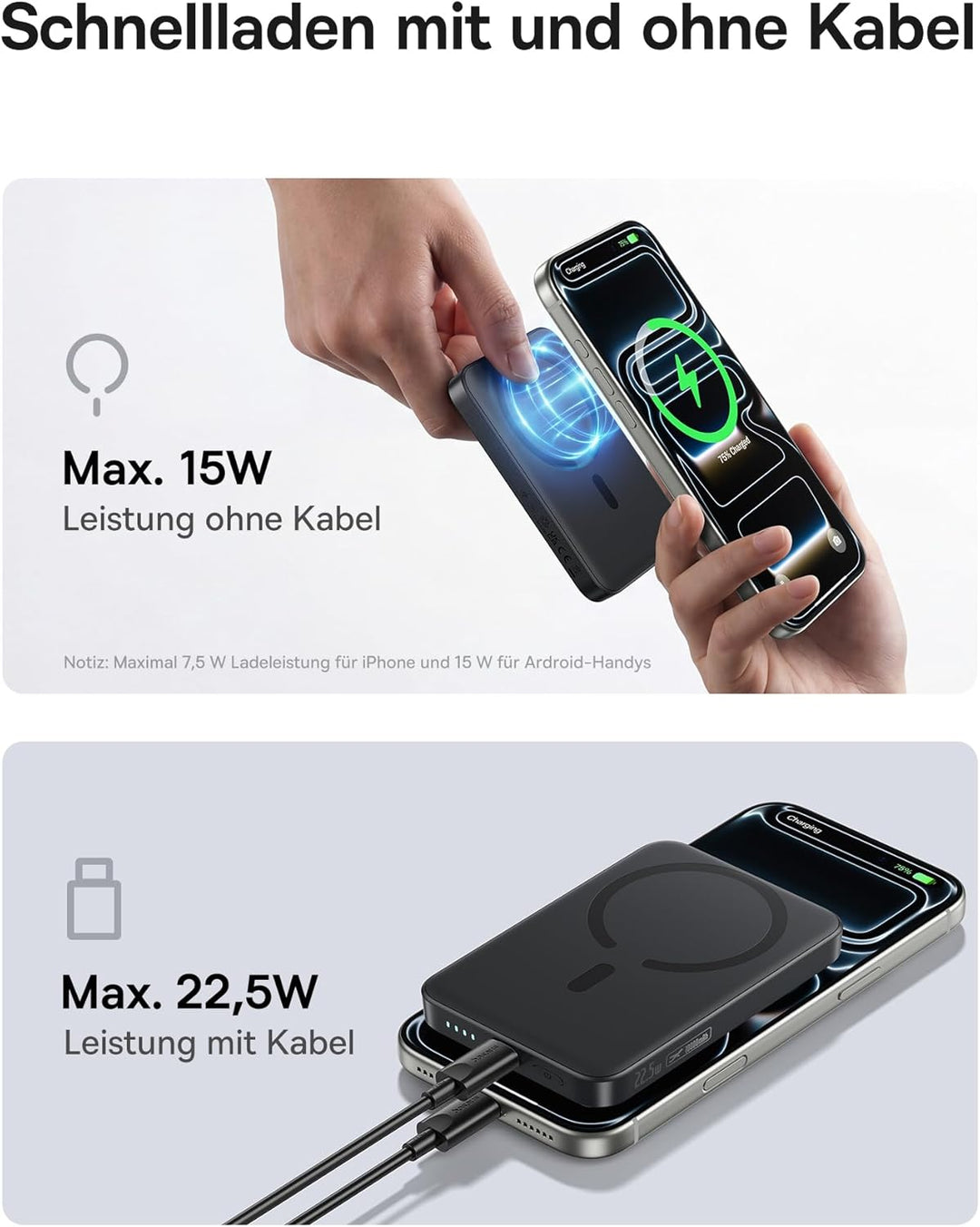 Baseus Enerfill FM11 MagSafe Powerbank 10000mAh 22.5W Magnetische Power Bank USB C, Kabellose Extern