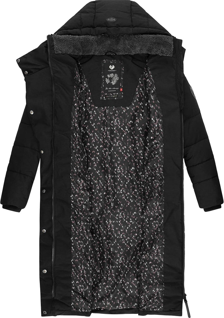 Ragwear Damen atmungsaktiver Wintermantel Warmer wasserdichter Steppmantel lang mit Kapuze Pavla Lon