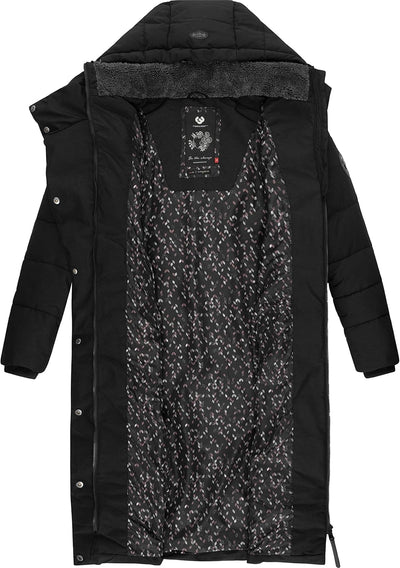 Ragwear Damen atmungsaktiver Wintermantel Warmer wasserdichter Steppmantel lang mit Kapuze Pavla Lon