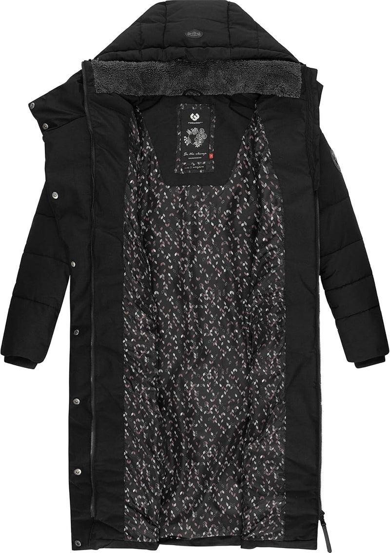 Ragwear Damen atmungsaktiver Wintermantel Warmer wasserdichter Steppmantel lang mit Kapuze Pavla Lon
