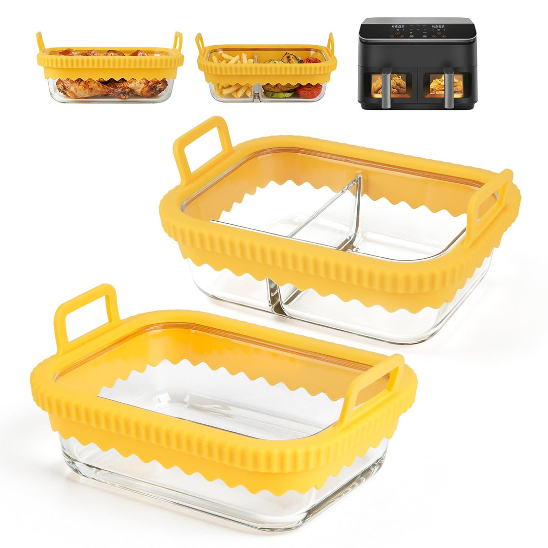 2 Stück Auflaufform Airfryer mit Herausnehmbarer Silikongriffen,Airfryer Heissluftfritteuse Zubehör