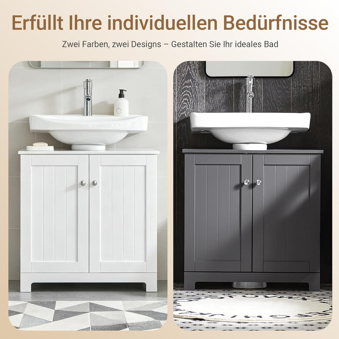 SoBuy BZR18-II-DG Waschbeckenunterschrank Badschrank Waschtisch Unterschrank Badmöbel Dunkelgrau BHT