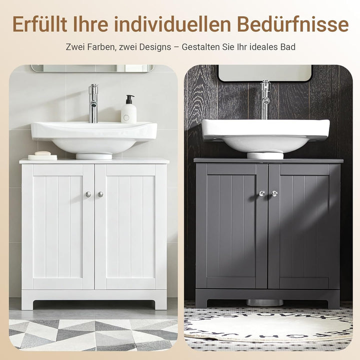 SoBuy BZR18-II-DG Waschbeckenunterschrank Badschrank Waschtisch Unterschrank Badmöbel Dunkelgrau BHT