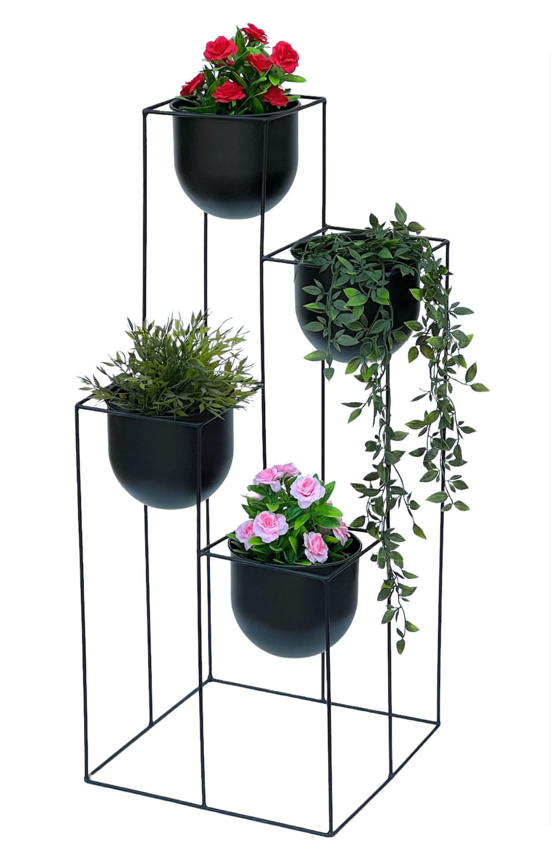 DanDiBo Blumentreppe Metall Schwarz 90 cm Pflanzentreppe mit Topf Innen Indoor Blumenständer 210015