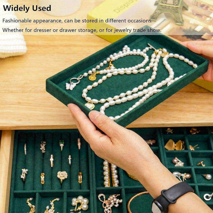 Schmuck-Schubladeneinsätze für Schubladen, Samt-Schmuckaufbewahrung, stapelbar, flach, stapelbar, Vi