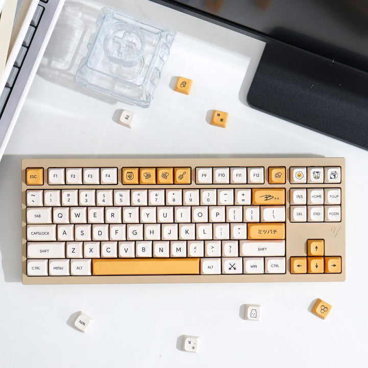 PBT Keycaps 137 Keys XDA Profile DYE-SUB Personalized White Yellow Honey Milk English Keycap Suitabl