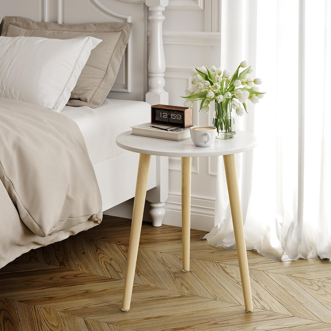 APICIZON Beistelltisch, Couchtisch rund Ø 42 cm, Höhe 51 cm, Sofatisch mit Beinen aus Massivholz, Sk