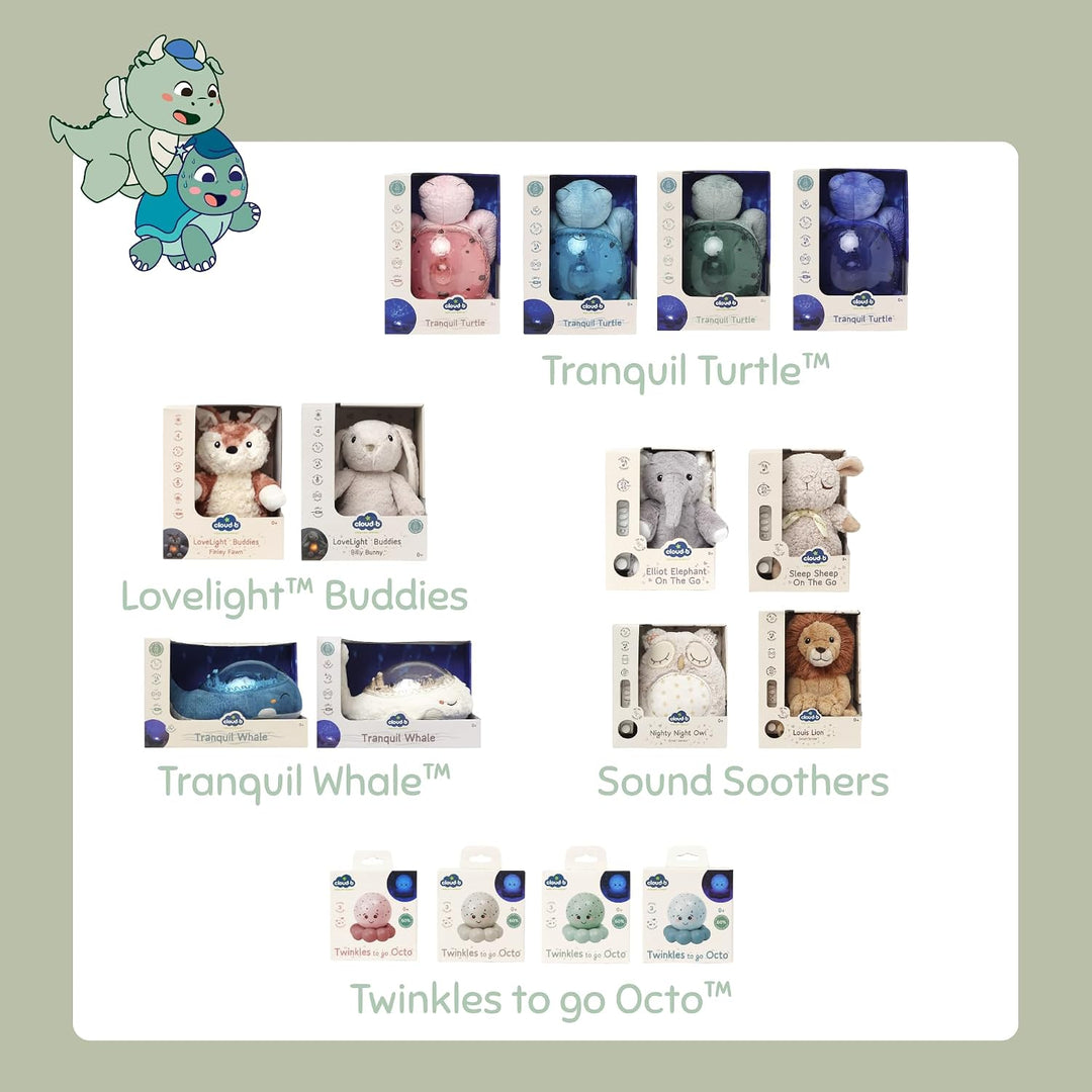 Cloud b Twinkles To Go Octo Pastell Blau – Tragbarer Stern- &amp; Fisch-Nachtlichtprojektor für Kinder –