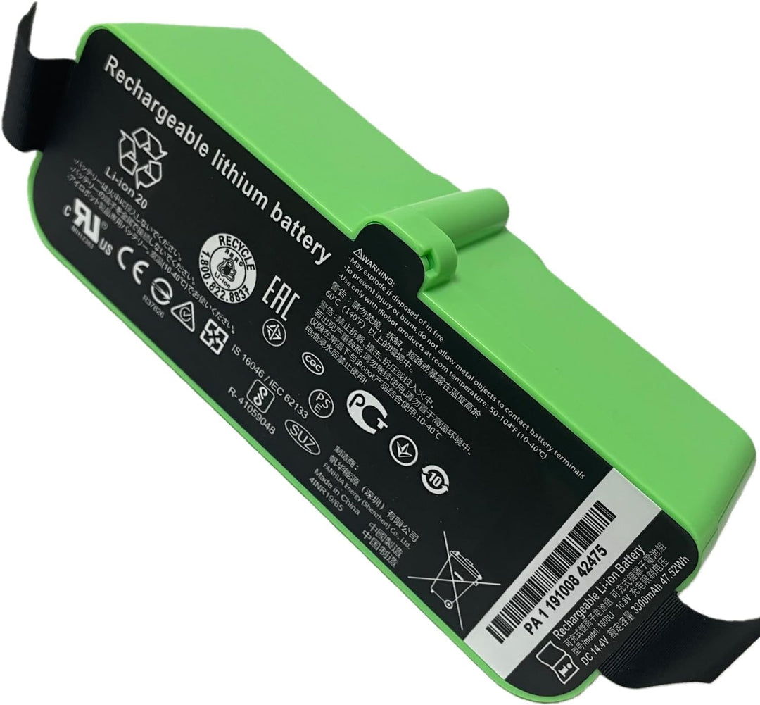 XITAIAN 3300mAh 14,4V 47,52Wh Akku Ersatz 4376392 1800LI Kompatibel mit iRobot Roomba 980 966 965 96