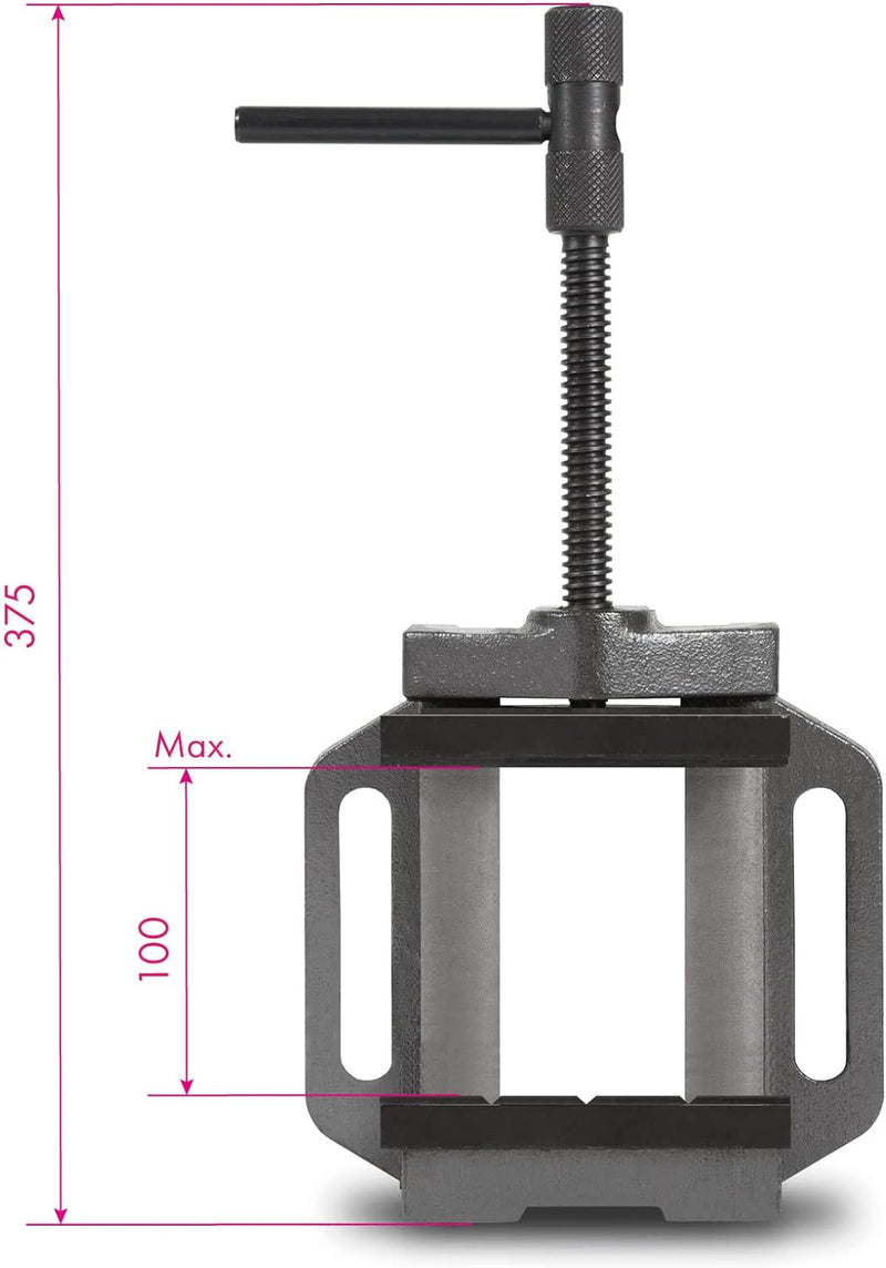 EBERTH Maschinenschraubstock aus Grauguss und Stahl, Backenbreite 125mm, Max. Spannbreite 100mm, Mas