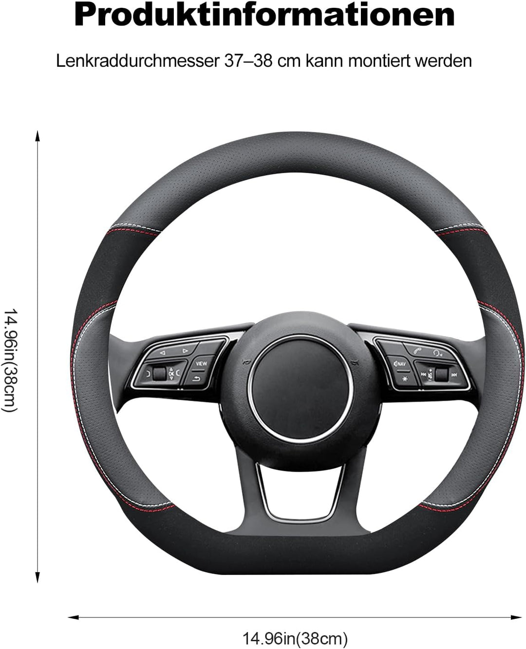 Ergocar D-Form Auto Lenkradbezug Rutschfester Auto Sport Lenkradschutz Mikrofaser Leder mit Atmungsa