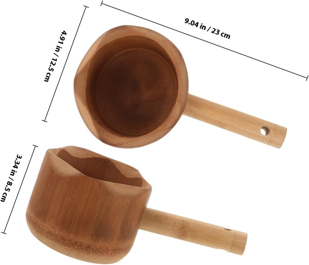Angoily Bambus Wasserschöpfkelle mit Langem Griff für Sauna und Dampfbad Einzigartiges Design Vielse