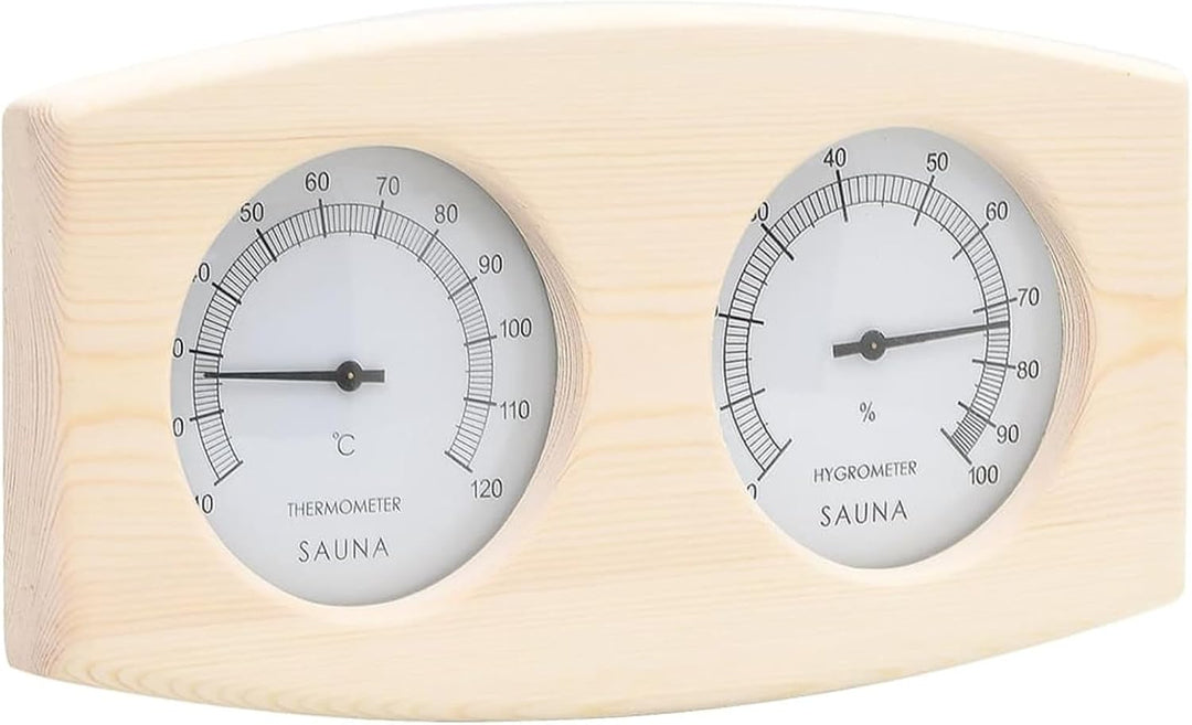 Homgoday 2-in-1 Sauna-Hygrothermograph und Sanduhr Set aus massivem Kiefernholz, hitzebeständiges Gl