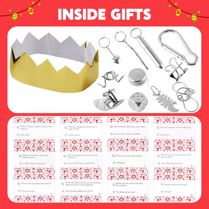 JOYIN 12er-Pack Weihnachts-Partygeschenke ohne Druckknopf Party-Tischgeschenk aus Kraftpapier mit Sc