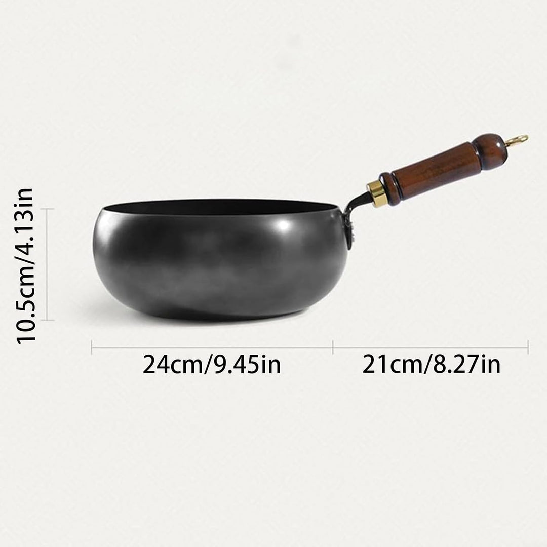 DWCBVJQ Big Belly Pot 28 Cm Koch Wok Pfannen Hitzebeständige Wokpfanne Holzgriff Handgefertigte Eise