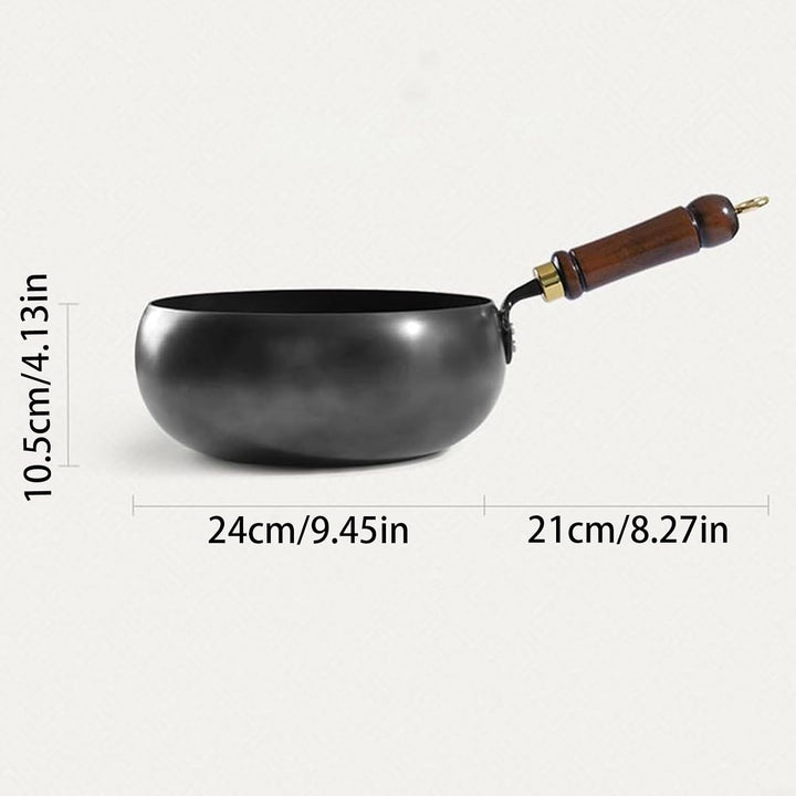 DWCBVJQ Big Belly Pot 28 Cm Koch Wok Pfannen Hitzebeständige Wokpfanne Holzgriff Handgefertigte Eise