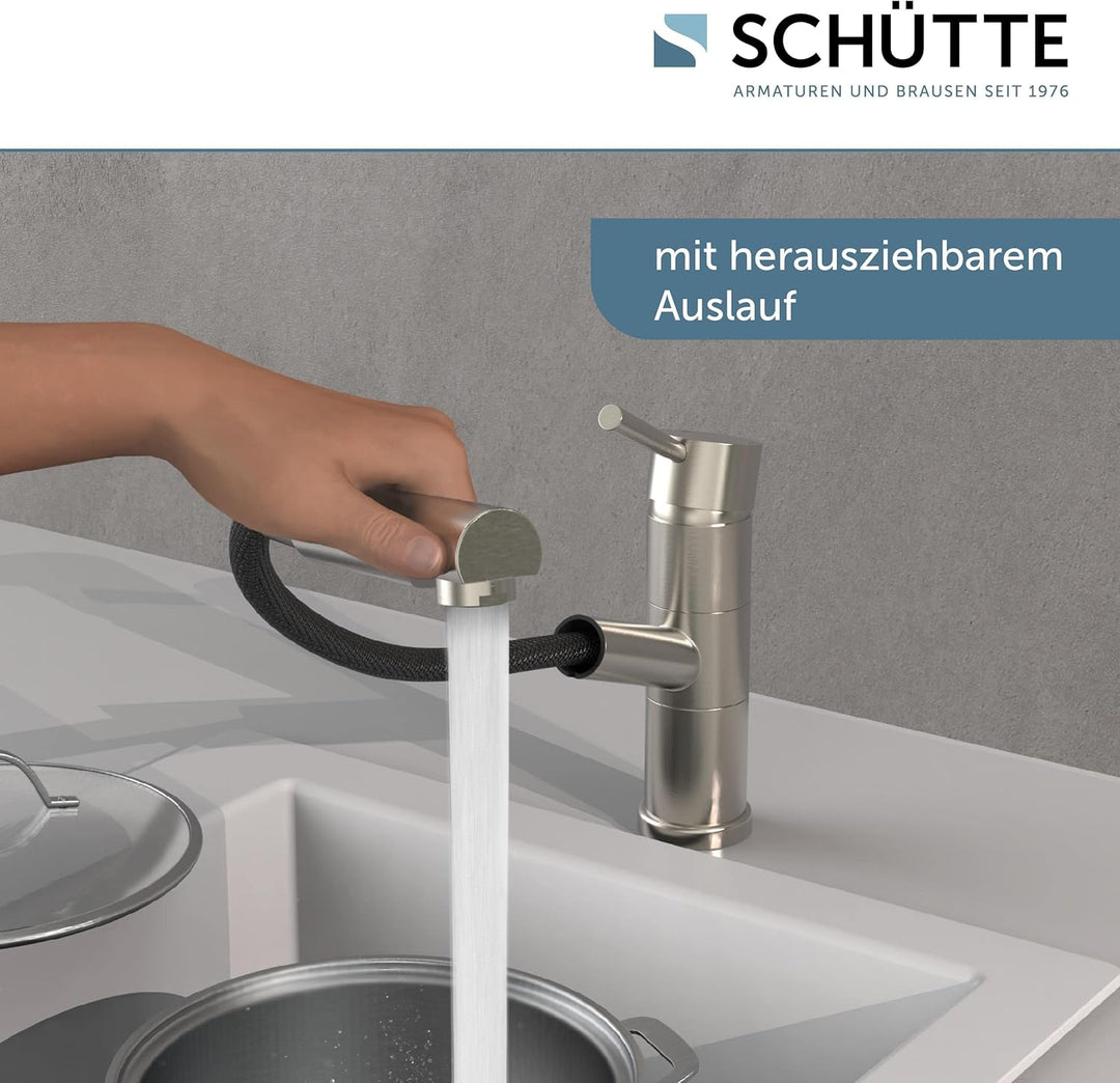SCHÜTTE UNICORN Küchenarmatur mit ausziehbarer Geschirrbrause, Mischbatterie mit Einhebelmischer, Sp