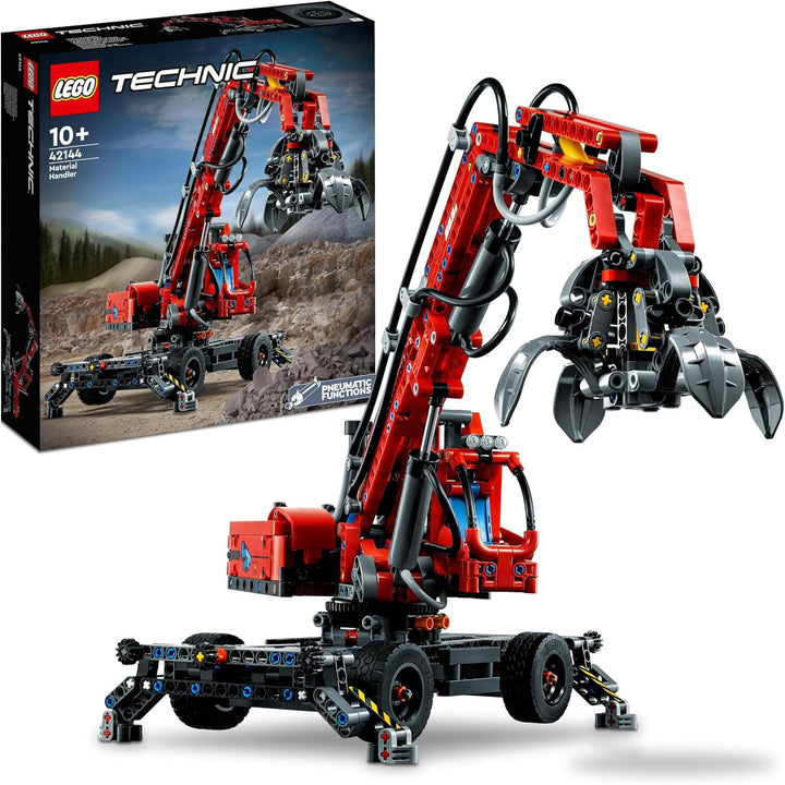 LEGO 42144 Technic Umschlagbagger Modell, Mechanisches Spielzeug Set, manuelle und pneumatische Funk