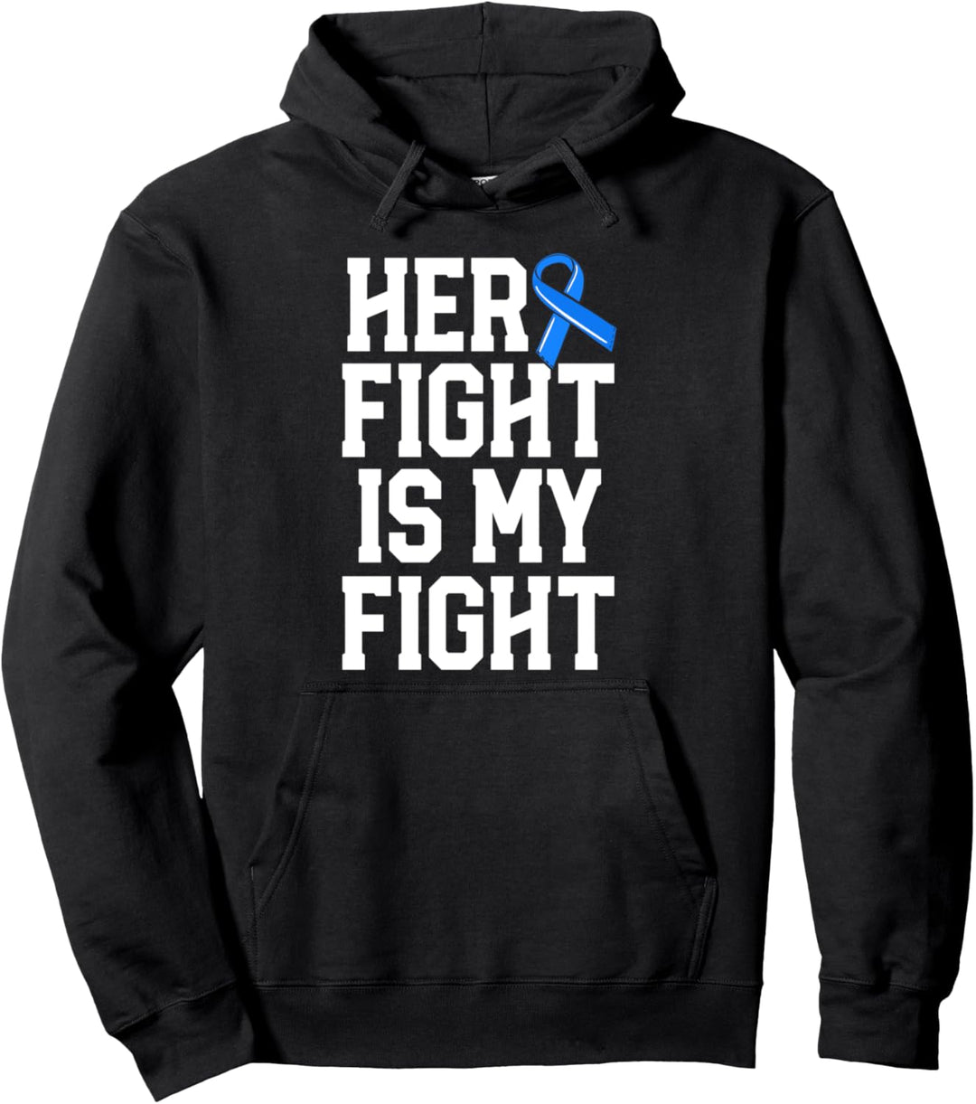 Her Fight Is My Fight Husband Men ALS Blue Ribbon Awareness Pullover Hoodie
