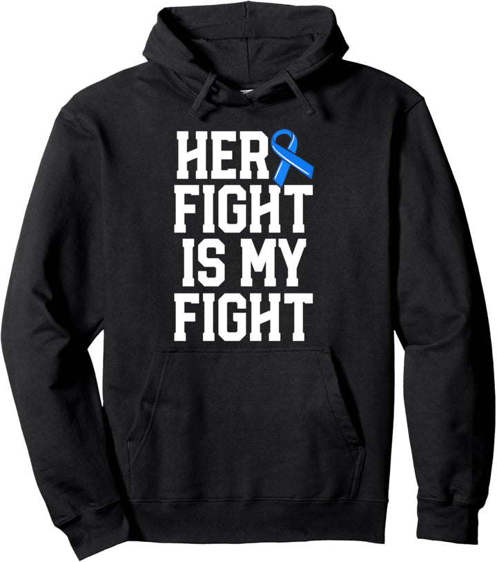 Her Fight Is My Fight Husband Men ALS Blue Ribbon Awareness Pullover Hoodie
