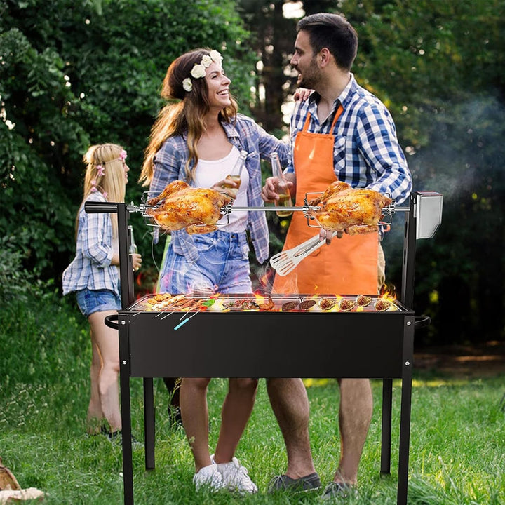 YUENFONG Grillspiess Motor Set, Edelstahl Grillspiess Motor 220-240V, Grillspiess 107cm, Elektrische