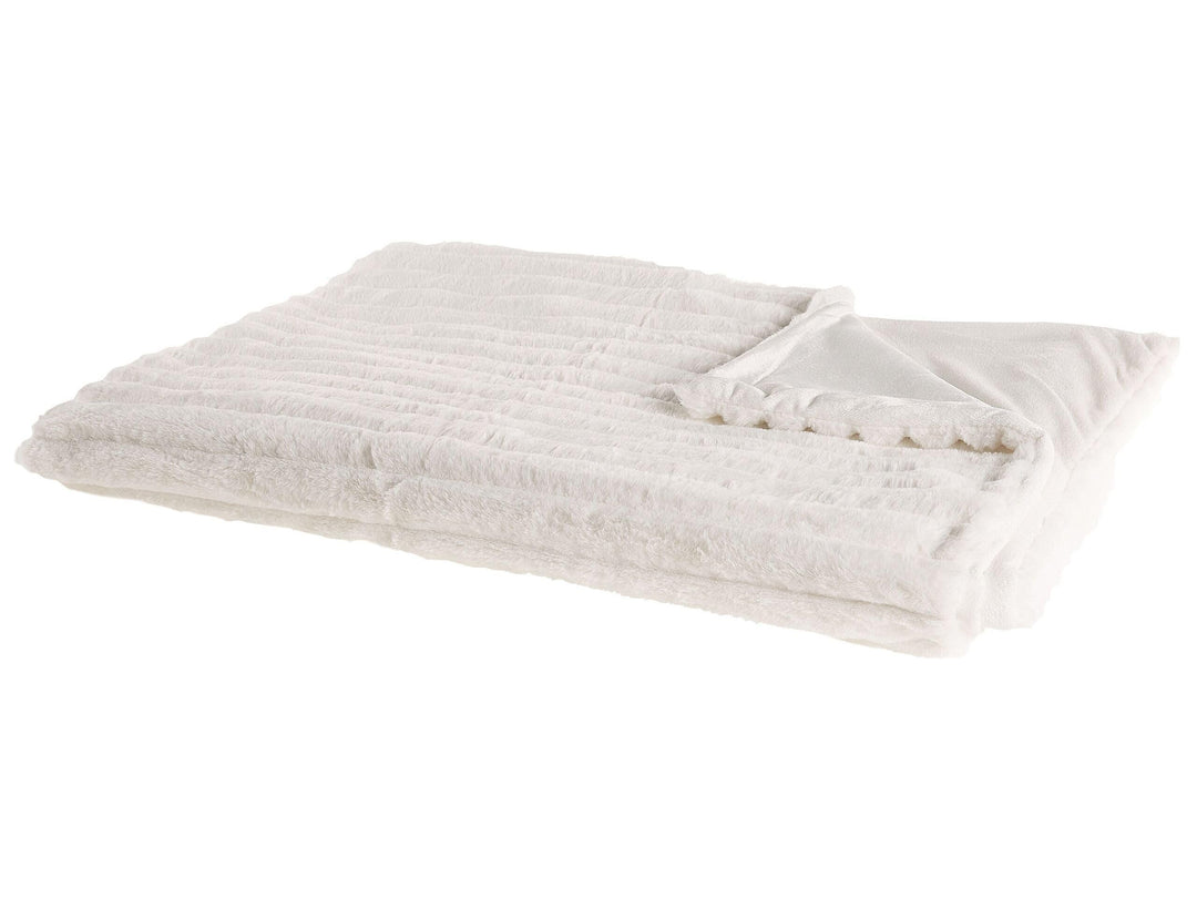 Klassische Kuscheldecke weiss Shaggy Acryl / Polyester Felloptik 150x200 cm Abteh