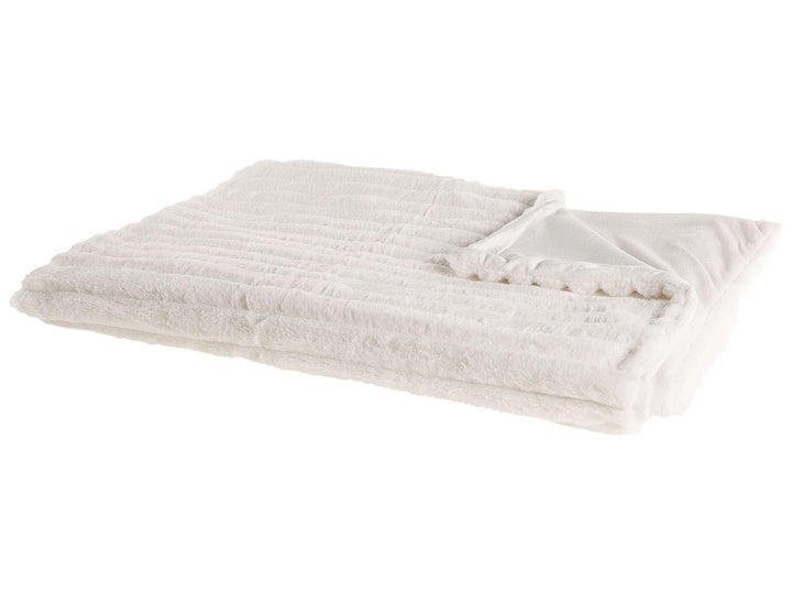 Klassische Kuscheldecke weiss Shaggy Acryl / Polyester Felloptik 150x200 cm Abteh