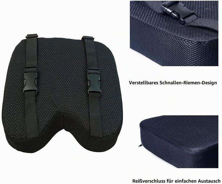 Rudersitzkissen, Memory Foam Sitzkissen für Indoor Rudergerät, Bezug und Gurte waschbar, 33 x 23 x 7
