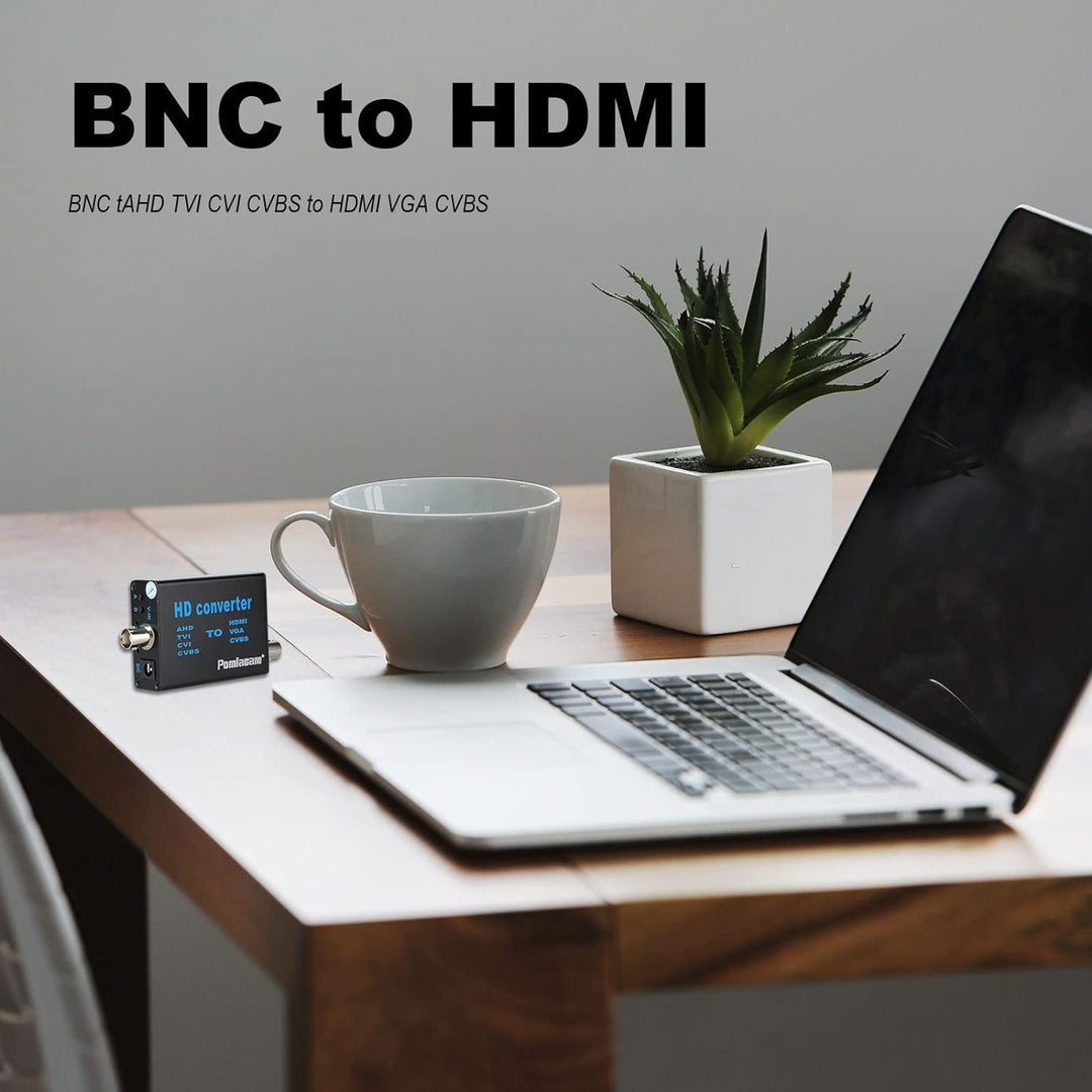 POMIACAM BNC zu HDMI Video-Signalkonverter, 4-in-1 Composite CVBS AHD TVI CVI zu HDMI Video-Konverte
