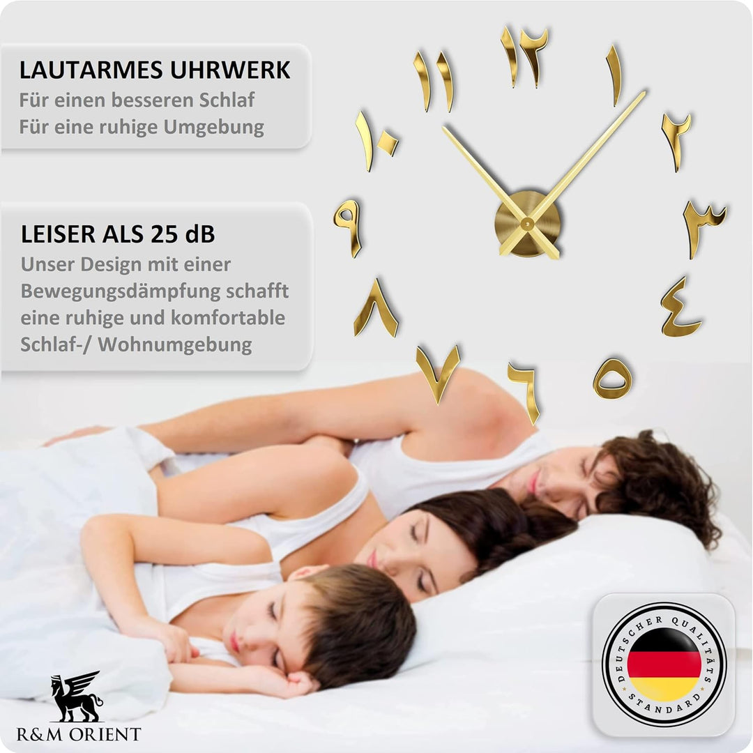 R&M Orient 3D Arabische Wanduhr grosse Moderne Mute DIY - Dekoration Geschenk - Wohnzimmer Home Offi