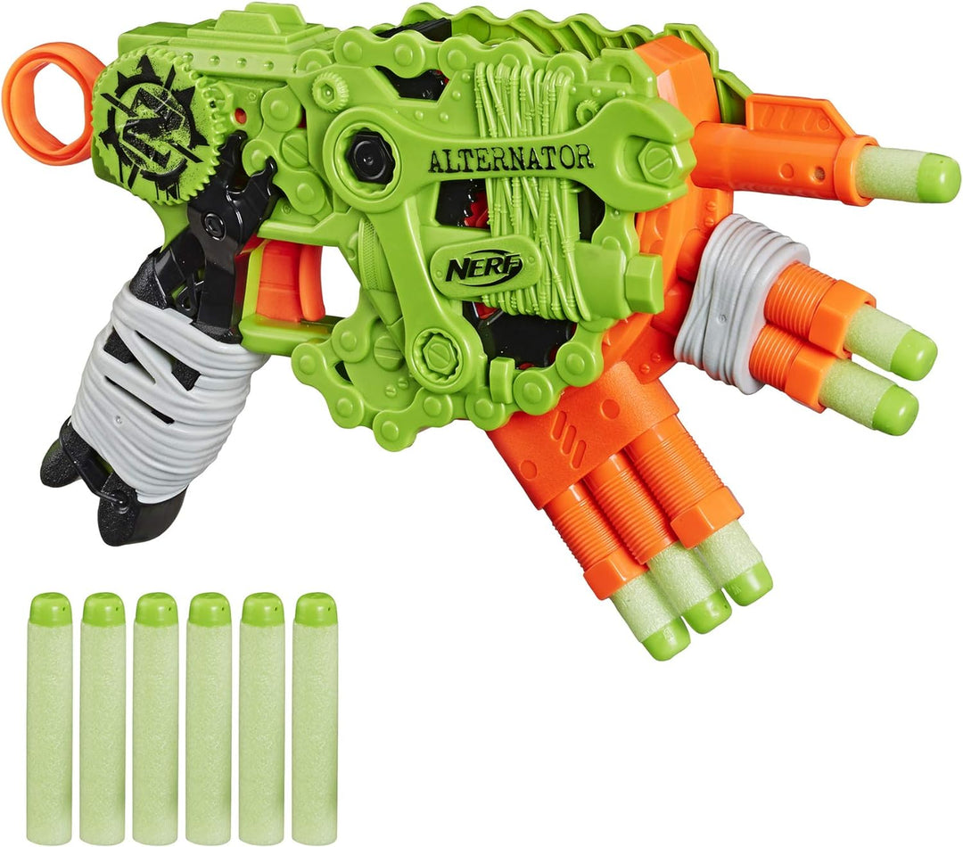 NERF Zombie Strike Alternator Blaster -- Fires 3 Ways -- Includes 12 Official Zombie Strike Elite Da