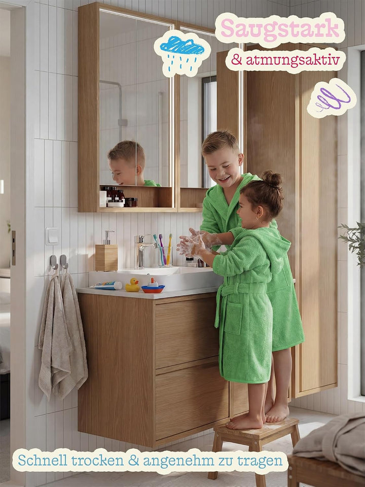 normani Kinder Bademantel auf 100% Bio-Baumwolle Badetuch für Jungen und Mädchen - Frottee Kapuzenba