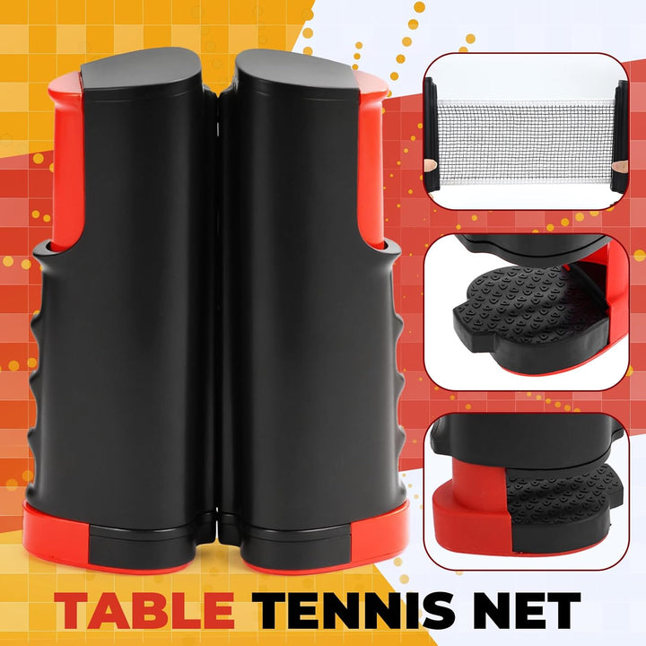 CHRI Tischtennis Set Tischtennisschläger Set mit Einziehbarem Netz 2 Tischtennisschläger 6 Tischtenn