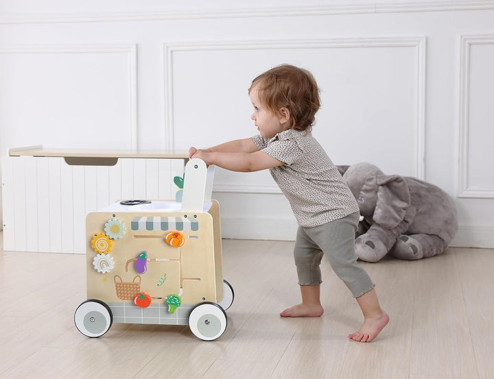 Bayer Chic 2000 Lauflernwagen Holz | 2in1 Activity-Walker mit Spielküche | Stabiler Holz-Lauflernwag