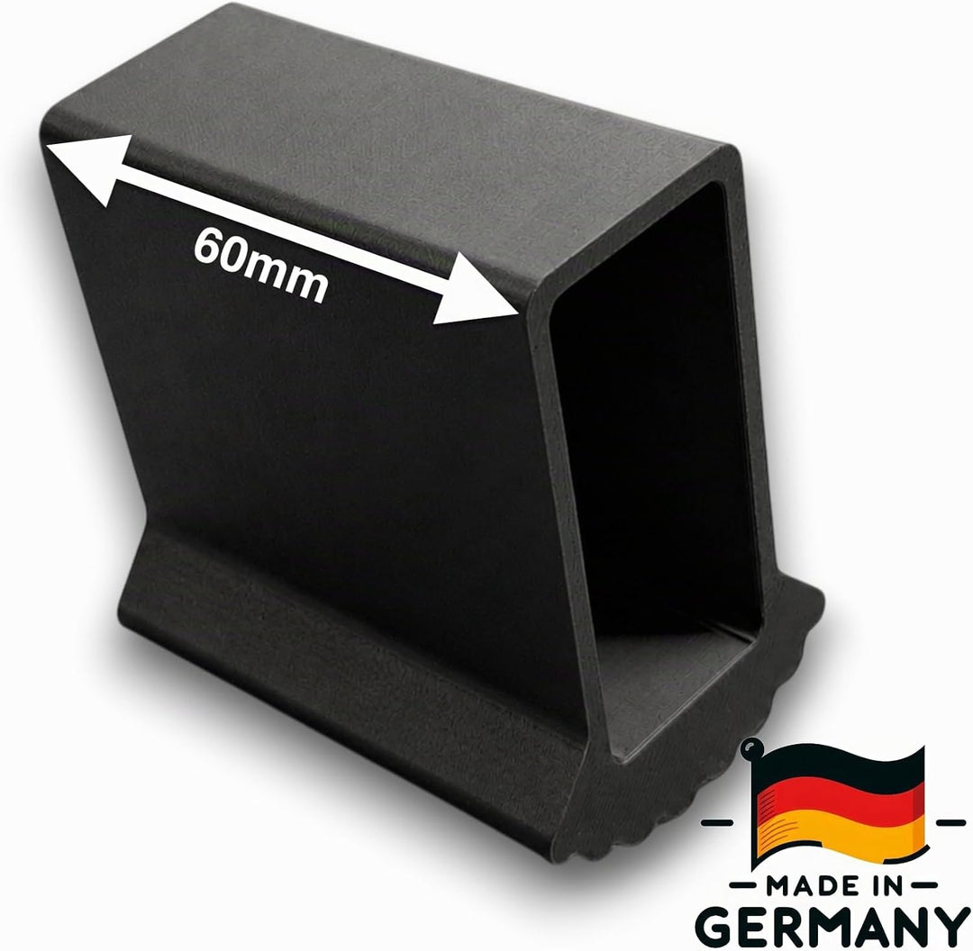 4 Stück: Leiterschuhe, 50 x 22 mm, Länge 60 mm, Material: TPU: rutschhemmend, UV-beständig.