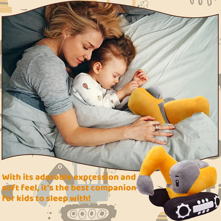Süsses Bagger Kuscheltier für Kinder – 26x23cm Plüsch Bagger Spielzeug mit realistischem Design, wei