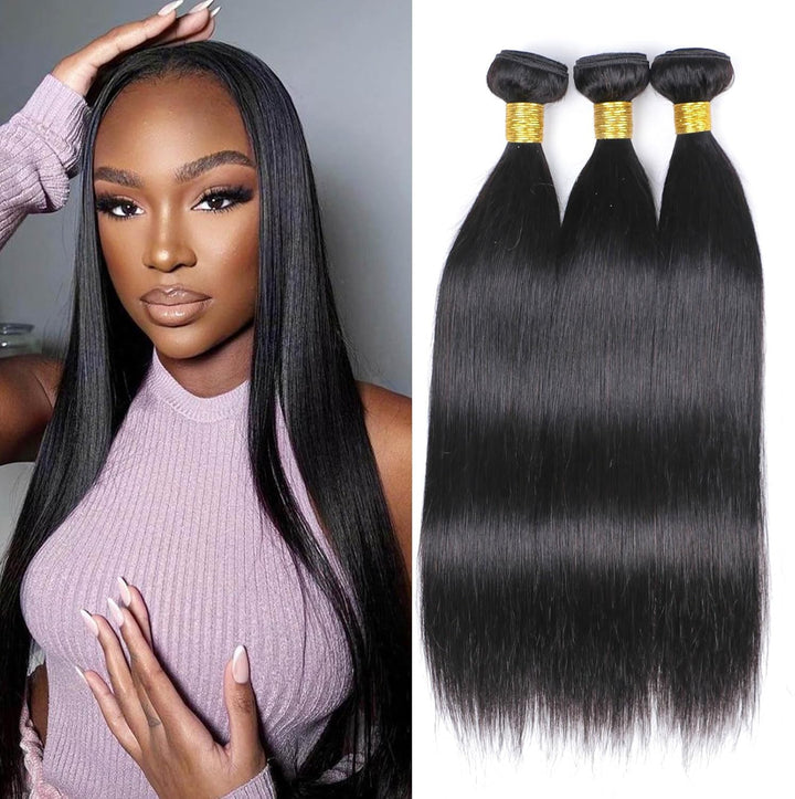 DaiMer Human Hair Bundles Straight 18 20 22 Brazilian Straight Hair Bundles 100% Human Hair Straight