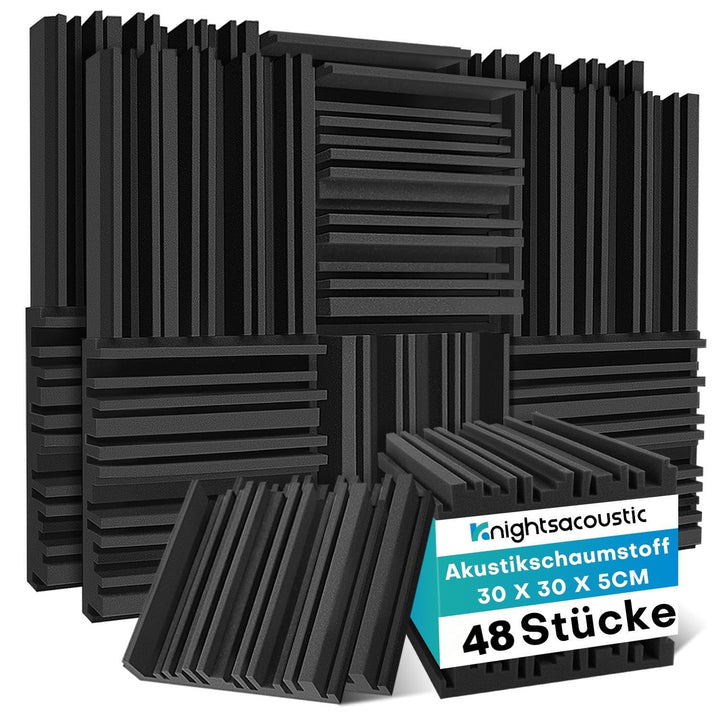 48 Stück Akustikschaumstoff Schaumstoffplatte, Schalldämmung Akustikpaneele, 5 x 30 x 30 cm Schallab