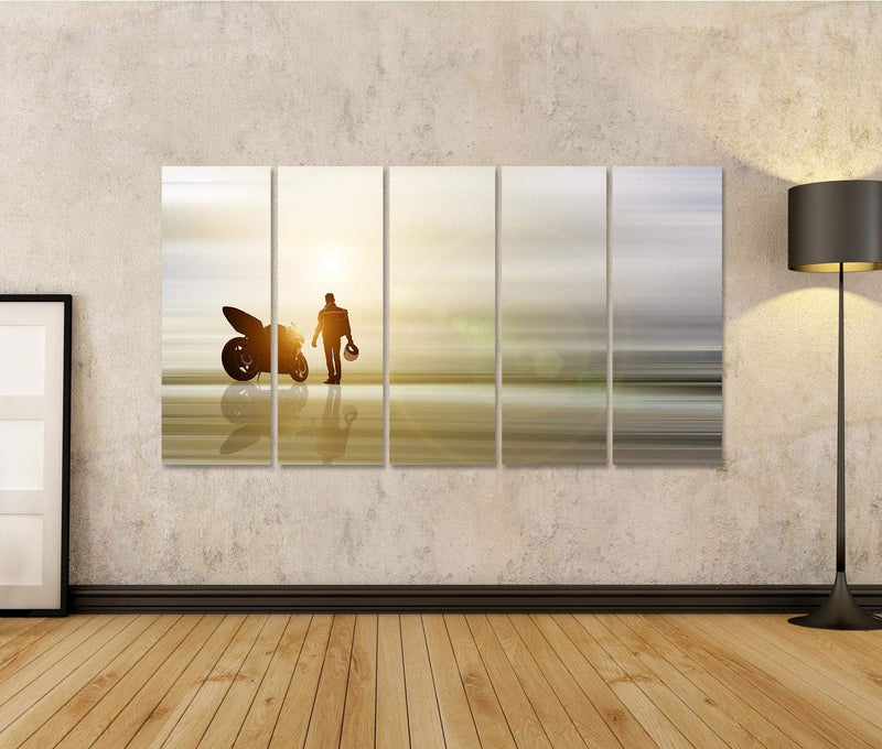 islandburner Bild auf Leinwand Abstrakte Kunst Motorrad Horizont Unscharfer Hintergrund Bilder Wandb