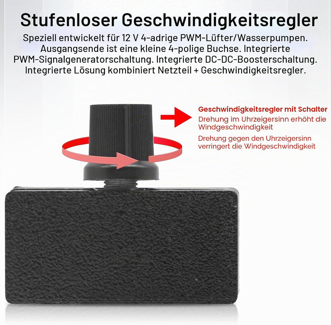PWM Lüftersteuerung Drehzahlregler mit 4 Draht Lüfterdrehzahlregler, PWM Regler 0-100 % Drehzahlrege
