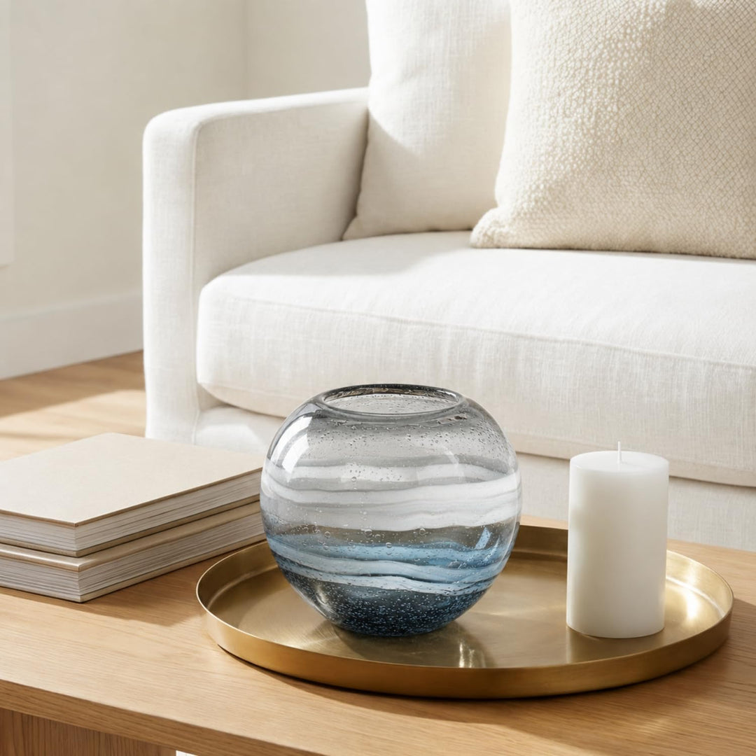 Torre &amp; Tagus Andrea Handgefertigte Vase aus Glas mit Wirbel, für Heimdekoration, Wohnzimmer, Tafela