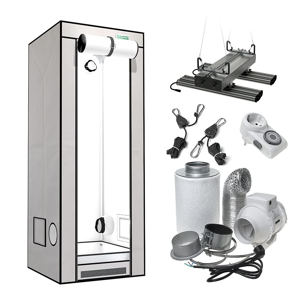 Low Budget Growzelt Komplettset LED GrowPRO XS mit Greenception GCx-4 Grow LED 120 Watt X-Small, X-S