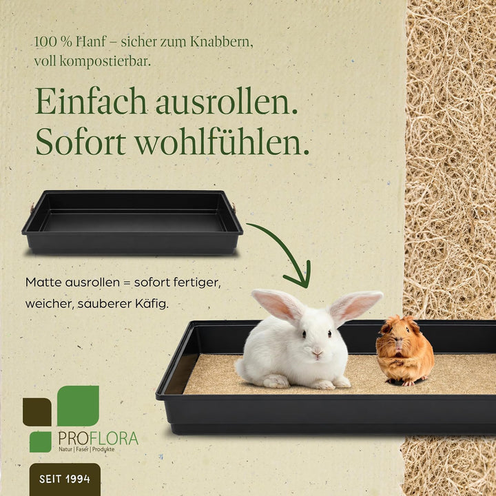 Nagerteppich aus 100% Hanf - Biologisch abbaubare Hanfmatten für Nager wie Kaninchen, Meerschweinche