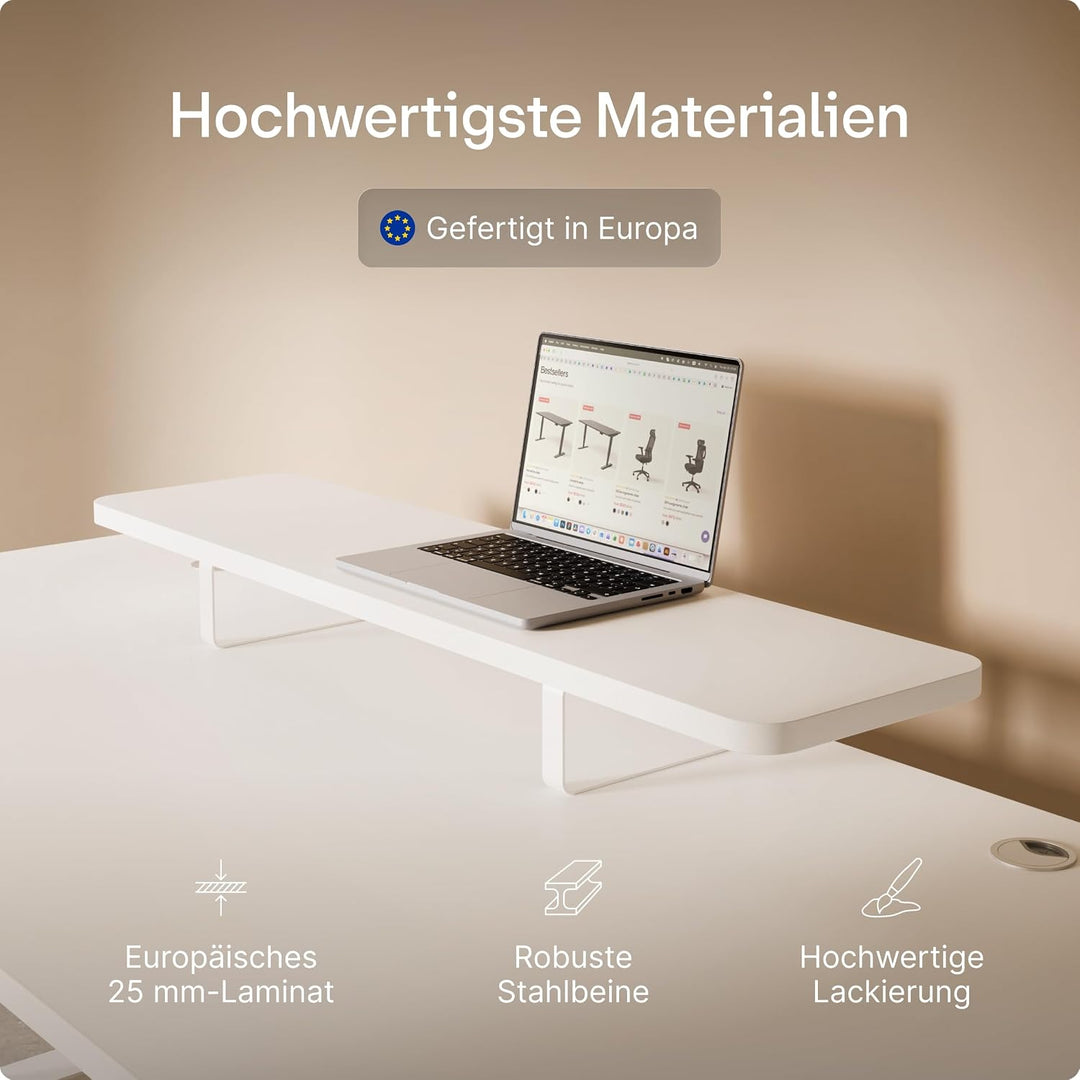 Desktronic Monitorstaender – Ergonomische Monitorerhoehung, 114 x 28 x 12,8 cm, 30 kg, 1-2 Monitore,