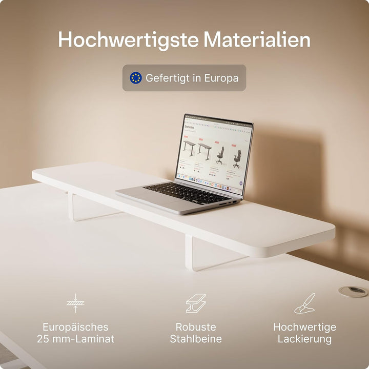 Desktronic Monitorstaender – Ergonomische Monitorerhoehung, 114 x 28 x 12,8 cm, 30 kg, 1-2 Monitore,